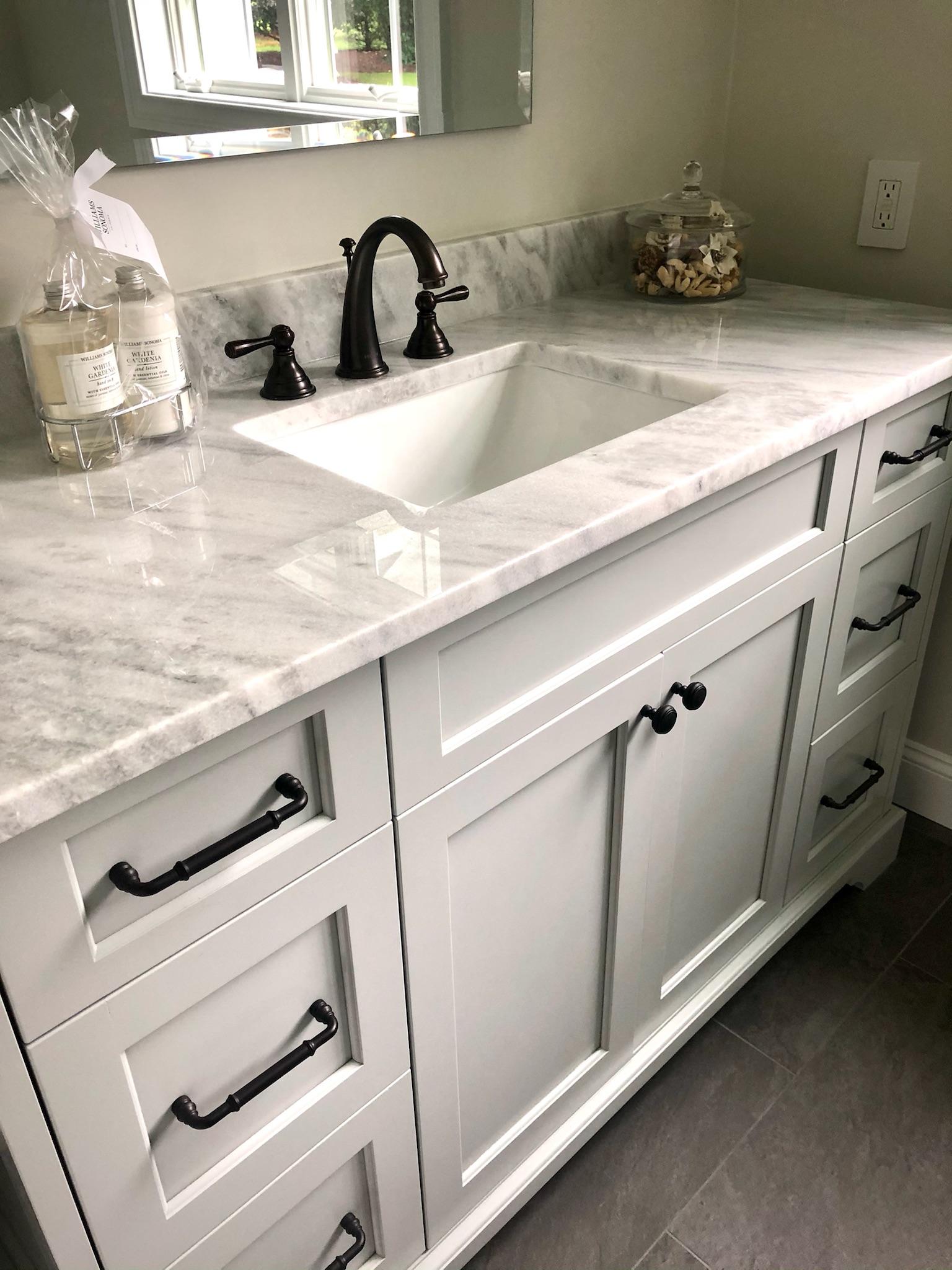 Wide Bathroom Countertop with Large Sink