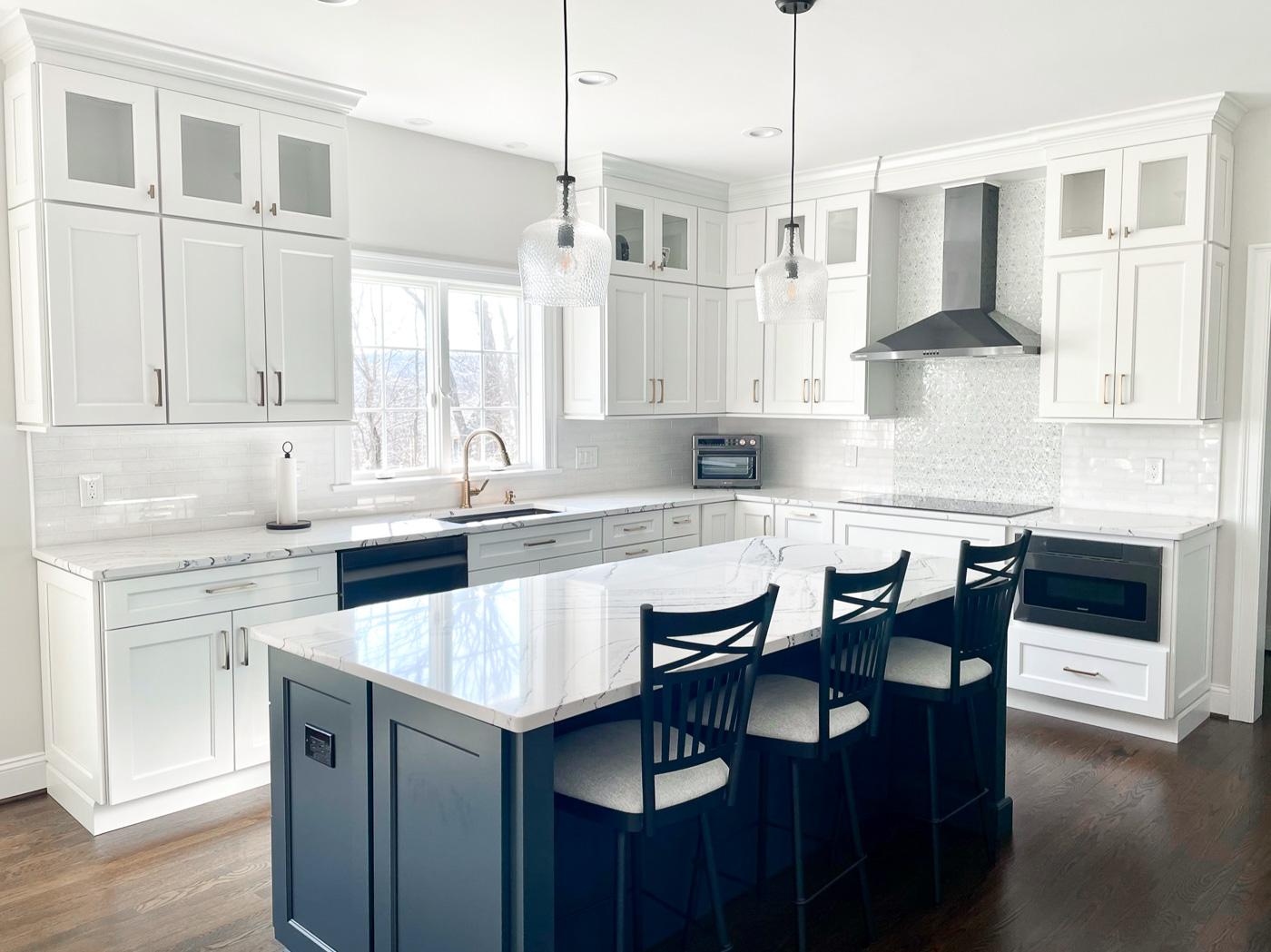 blue and white kitchen remodel